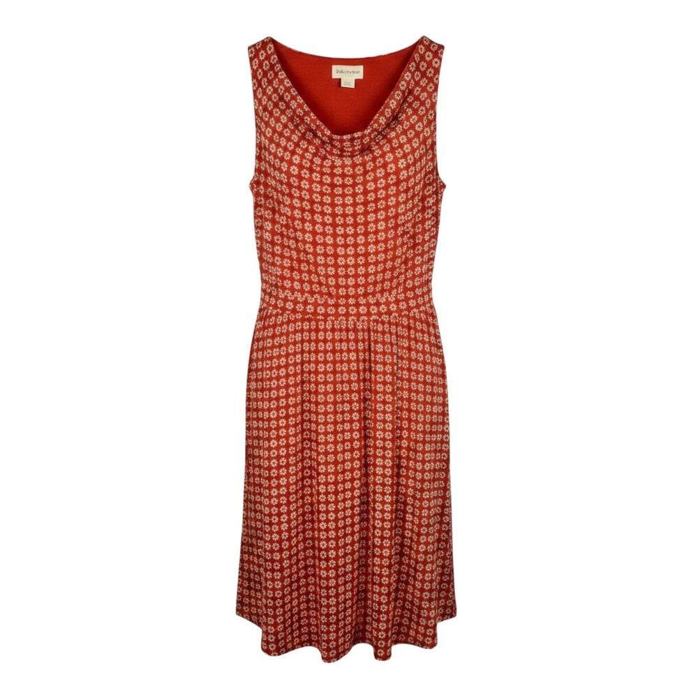 Maeve Anthropologie orange floral print dress with sleeveless silhouette, draped